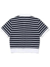 Striped Crop Collar Neck Short Sleeve T-Shirt NAVY - 20THHOLE - BALAAN 2