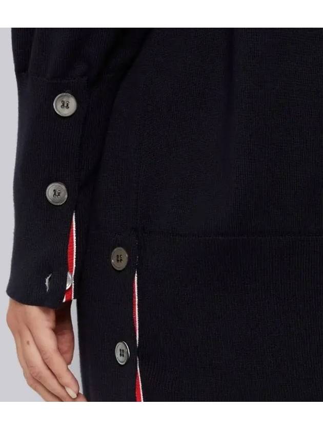 Stitched Cotton 4 Bar Cardigan Navy - THOM BROWNE - BALAAN 6