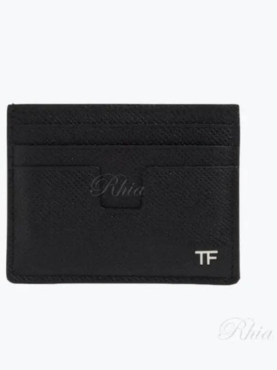 T Line Classic Logo Leather Card Wallet Black - TOM FORD - BALAAN 2