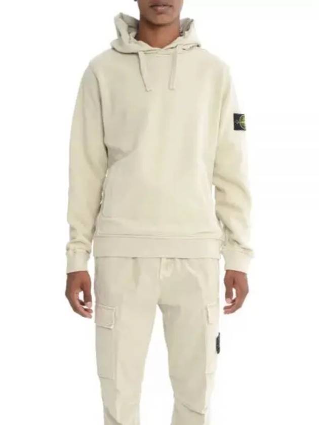 Wappen Patch Brushed Cotton Fleece Hoodie Plaster - STONE ISLAND - BALAAN 2