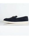 Triangle Logo Suede Leather Loafers Navy - PRADA - BALAAN 4