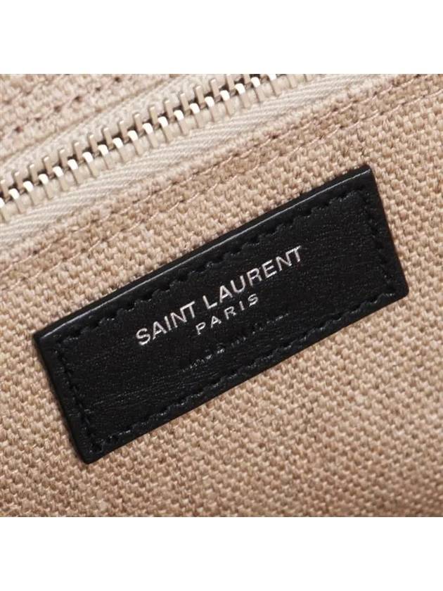 Rive Gauche Logo Linen Leather Small Tote Bag Beige - SAINT LAURENT - BALAAN 8