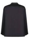 Embroidered Logo Pocket Silk Long Sleeve Shirt Black - PRADA - BALAAN 3