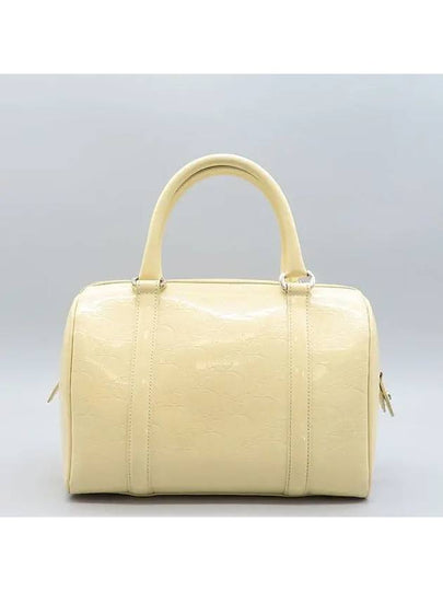 EMP449686 Light beige color patent trotter pattern Boston tote bag - DIOR - BALAAN 2