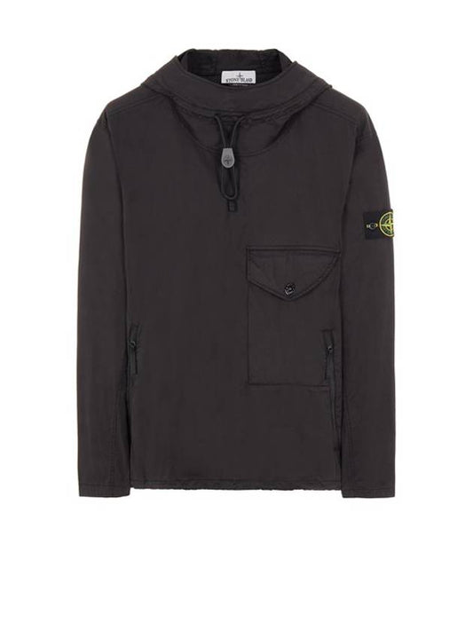 Supima Logo Patch Cotton Twill Anorak Black - STONE ISLAND - BALAAN 1