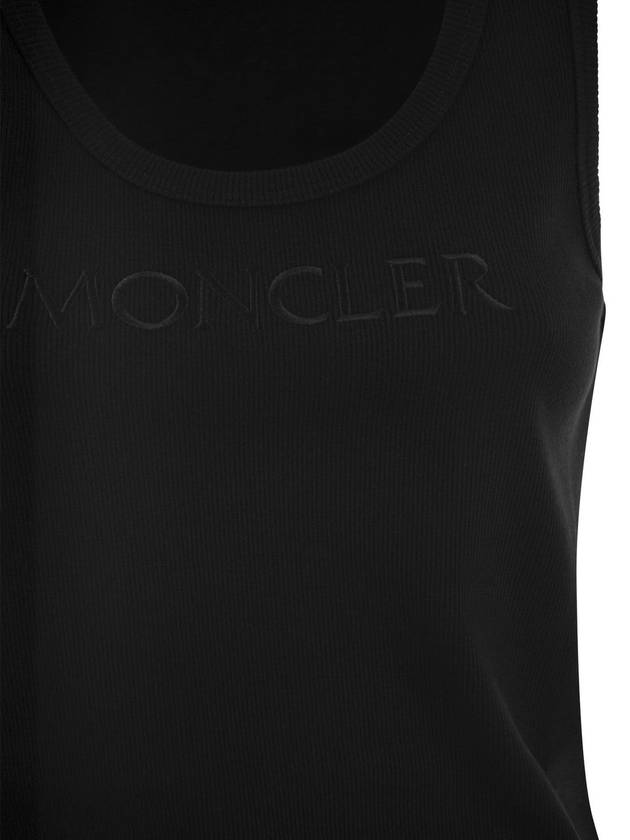 Women's Embroidered Logo Sleeveless Black - MONCLER - BALAAN 5