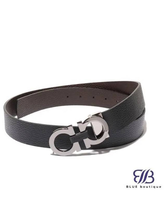 Reversible Gancini Belt Black Hickory - SALVATORE FERRAGAMO - BALAAN 2