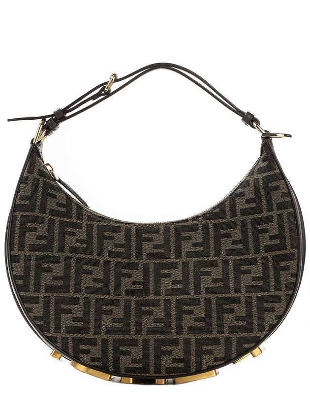 Fendigraphy FF Logo Small Fabric Hobo Shoulder Bag Brown - FENDI - BALAAN 2