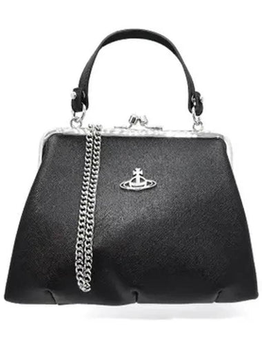 Metal ORB Point Saffiano Tote Bag Black - VIVIENNE WESTWOOD - BALAAN 1