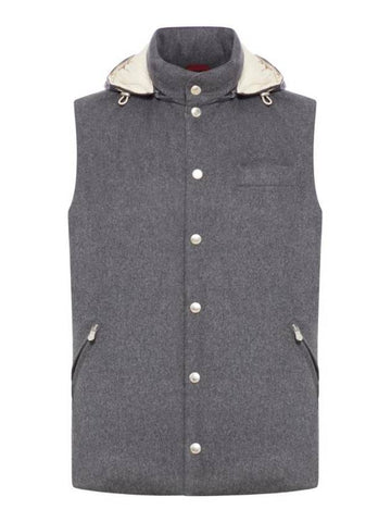 Detachable Hooded Down Vest Grey - BRUNELLO CUCINELLI - BALAAN 1