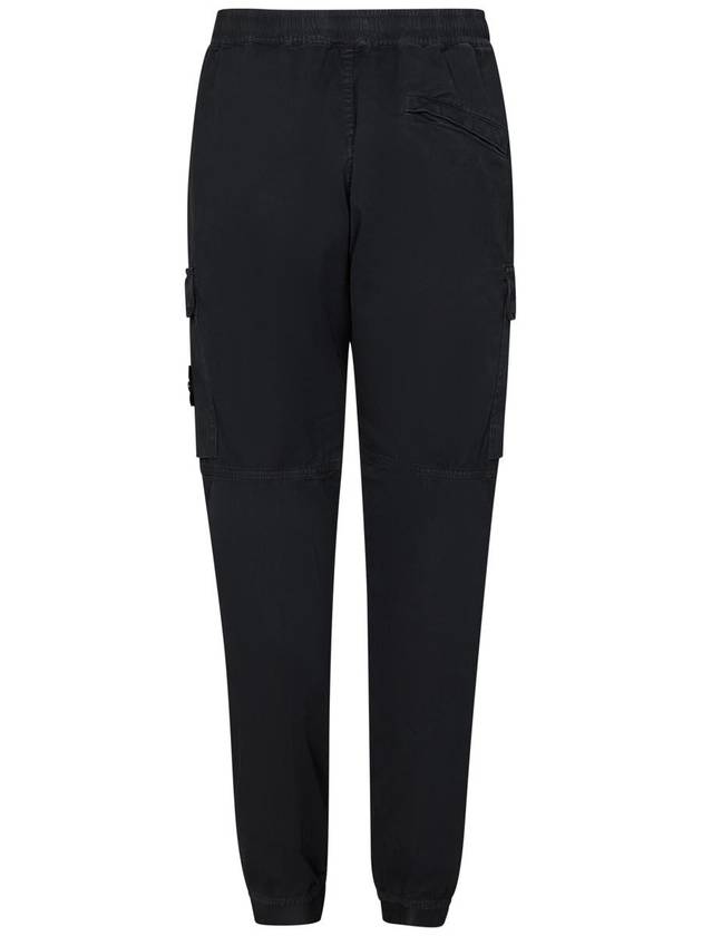 Stretch Cotton Cargo Straight Pants Black - STONE ISLAND - BALAAN 3