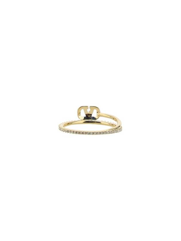 V Logo Metal Swarovski Crystal Ring Gold - VALENTINO - BALAAN 3