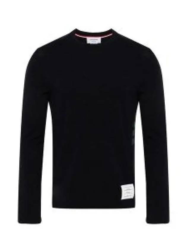 4 Bar Jersey Stretch Wool Knit Top Navy - THOM BROWNE - BALAAN 2