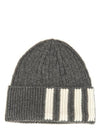 4 Bar Stripe Cashmere Beanie Grey - THOM BROWNE - BALAAN 2