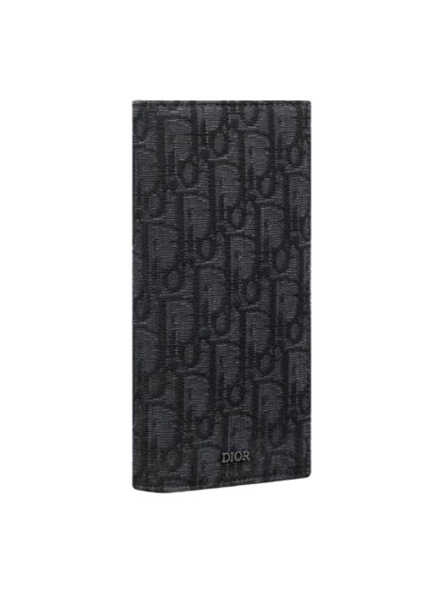 Oblique Jacquard Vertical Long Wallet Beige Black - DIOR - BALAAN 4