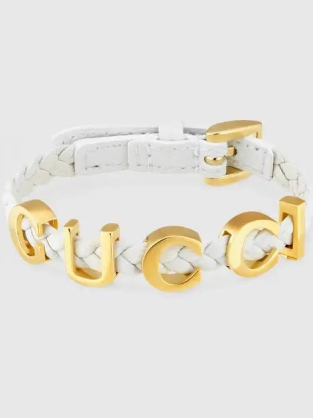 Logo Lettering Leather Bracelet White - GUCCI - BALAAN 2