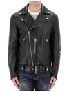 Zipper Detail Leather Biker Jacket Black - ACNE STUDIOS - BALAAN 7