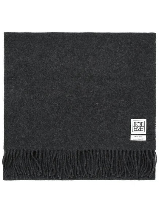 Classic Wool Muffler Dark Gray Melange - TOTEME - BALAAN.