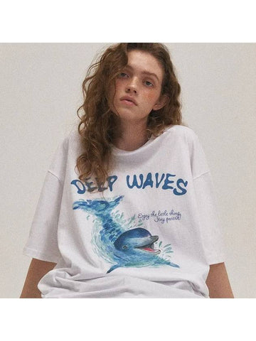 Wave Dolphin Short Sleeve T Shirt White - CPGN STUDIO - BALAAN 1