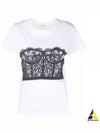 Lace Corset Print Short Sleeves T-Shirt White - ALEXANDER MCQUEEN - BALAAN 2