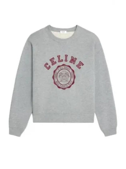 Gray Melange Burgundy Blason Loose Sweatshirt RY030670Q 09BA - CELINE - BALAAN 2