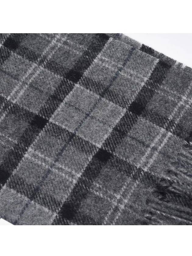 Tartan Check Fringe Wool Muffler Black Grey - BARBOUR - BALAAN 4