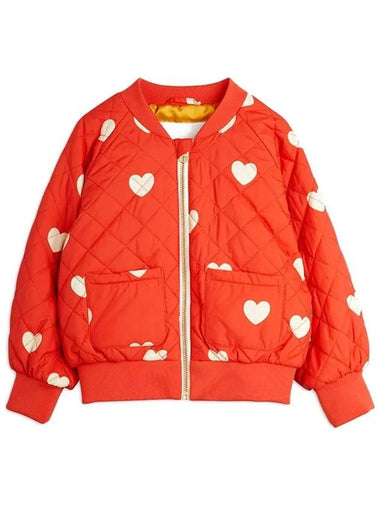 Kids Heart Pattern Quilting Baseball Jacket 24210107 42 - MINI RODINI - BALAAN 1