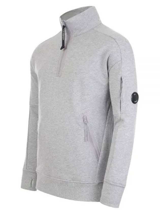 Diagonal Raised Fleece Half Zipped Sweatshirt Grey - CP COMPANY - BALAAN 3