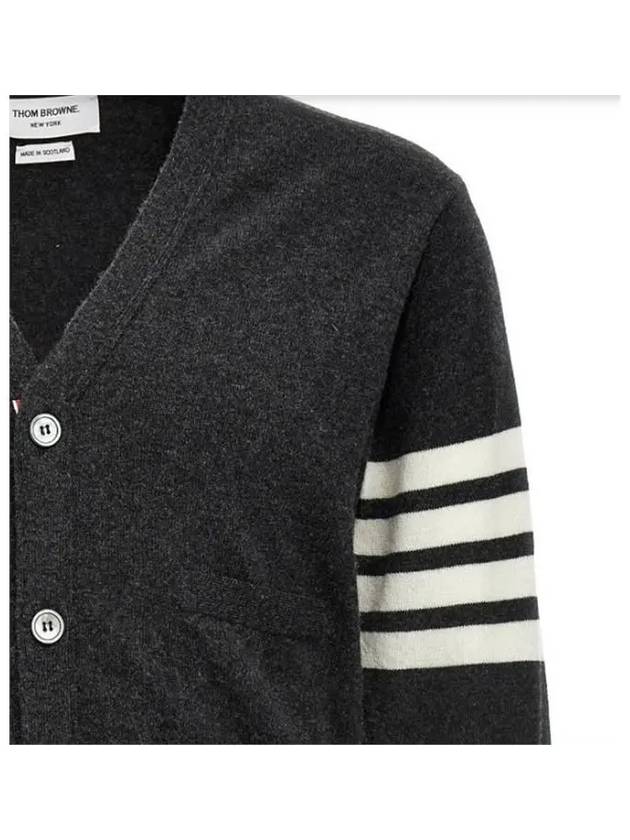 Men's Diagonal Classic Cashmere Cardigan Dark Grey - THOM BROWNE - BALAAN 3