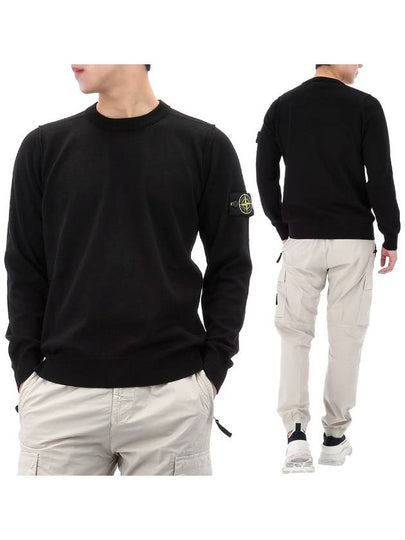 5100053 Soft Organic Cotton Small Roll Details Crewneck Sweatshirt Black - STONE ISLAND - BALAAN 2