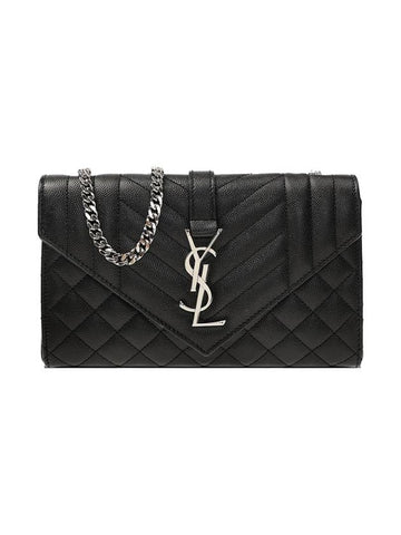 Quilted Envelope Small Shoulder Bag Black - SAINT LAURENT - BALAAN 1