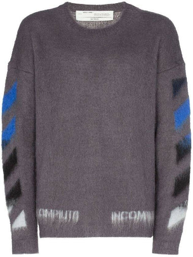 Diagonal Mohair Knit Top Grey - OFF WHITE - BALAAN 1