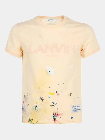 X Gallery Department Logo Print Paint Short Sleeve T Shirt Yellow TSG007 - LANVIN - BALAAN 1