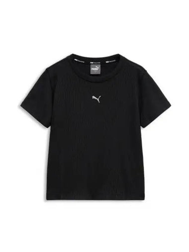 Bias Cut Rib Knit Short Sleeve T-Shirt Black - PUMA - BALAAN 1