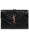 Matelasse Envelope Small Half Wallet Black - SAINT LAURENT - BALAAN 2