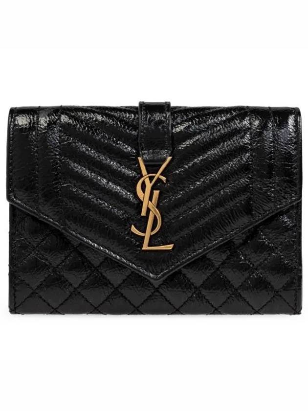 Matelasse Envelope Small Half Wallet Black - SAINT LAURENT - BALAAN 2