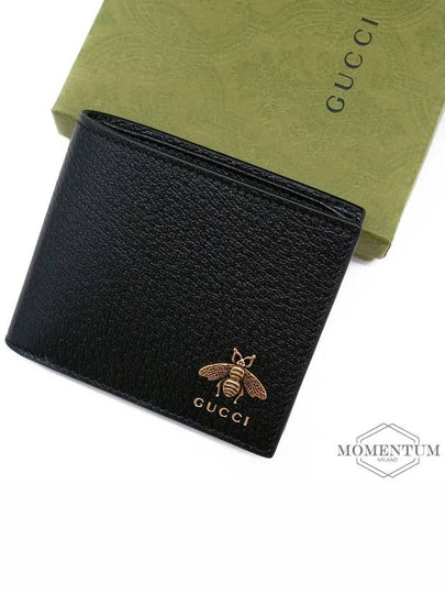 Animalier Bee Leather Half Wallet Black - GUCCI - BALAAN 2