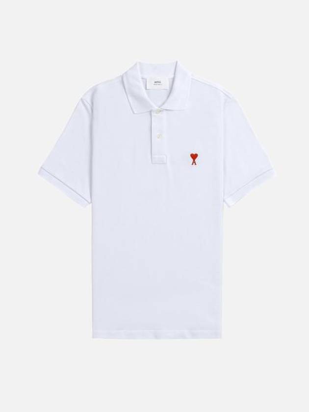 Small Heart Logo Polo Shirt White - AMI - BALAAN 2