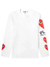 Men's Side Multi-Heart Long Sleeve T-Shirt White - COMME DES GARCONS PLAY - BALAAN 3