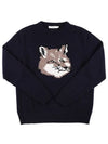 Men's Big Fox Head Classic Pullover Wool Knit Top Navy - MAISON KITSUNE - BALAAN 2