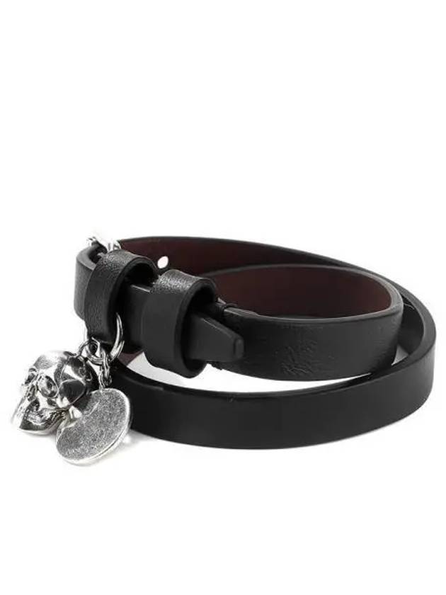 Silver Skull Buckle Bracelet Black - ALEXANDER MCQUEEN - BALAAN 2