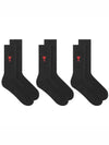 Embroidered Logo 3 Pack Socks Black - AMI - BALAAN 2