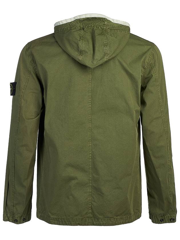 Wappen Patch Old Treatment Hooded Zip Up Olive Green - STONE ISLAND - BALAAN 4