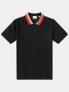 Logo Stripe Short Sleeve Polo Shirt Black - BURBERRY - BALAAN 2