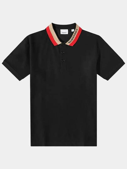 Logo Stripe Short Sleeve Polo Shirt Black - BURBERRY - BALAAN 2