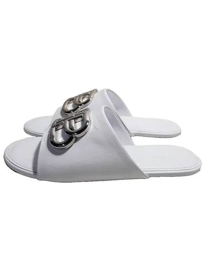 Silver BB Logo Slippers White - BALENCIAGA - BALAAN 2