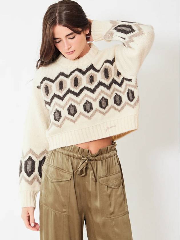 Chunky Wool Crop Knit Top Ivory - GANNI - BALAAN 7