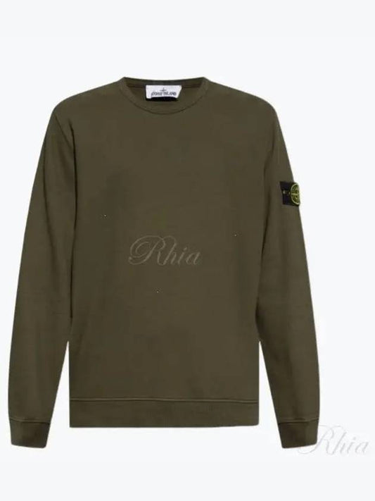 Brushed Cotton Fleece Garment Dyed Crewneck Sweatshirt Olive Green - STONE ISLAND - BALAAN 2