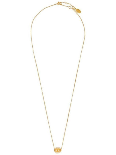 V Logo Signature Pearl Necklace Gold - VALENTINO - BALAAN 2