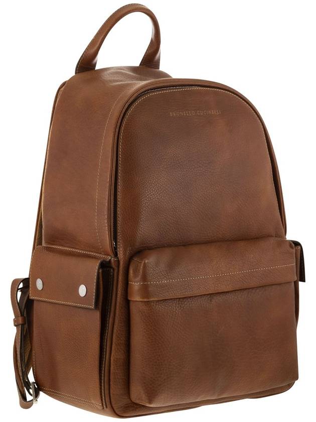 Calfskin backpack with grain - BRUNELLO CUCINELLI - BALAAN 4